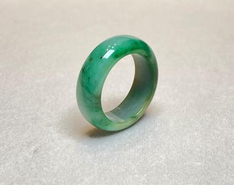 US 9.75/8.25 Dainty Jade Ring, Jadeite Natural Green Jade Ring Grade A, Jade Ring Band, Minimalist Green Jade Ring, Round Ring, Unisex Gift