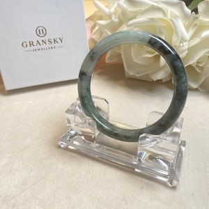 Bracelet jonc naturel 60 mm, jade certifié de catégorie A, bijoux en pierres précieuses birmanes du Myanmar, cadeaux d&#39;anniversaire, cadeau pour elle, bracelet jonc en jadéite noire, cadeaux