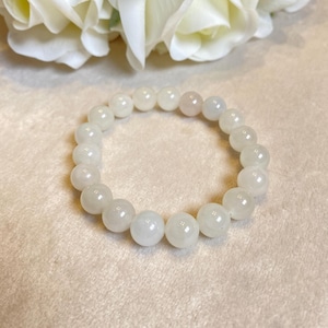 Genuine Jade Stone Bead Bracelet, Gorgeous White Color Gemstone Bead, Jade Healing Jewelry Natural Jade Gemstone Bracelet, Gift for Her