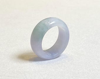 US7.5 Natural Type A Burma Jade Ring,Purple Jadeite with Green Accents, Dainty Spiritual Gemstone Jewelry,Gift for Her