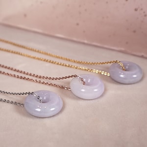 Donut Jadeite Necklace, Purple Donut Jade Pendant, Lavender Color Jadeite, Jade Jewelry for Family, Gift for Her, Exquisite Jade Necklace zdjęcie 3