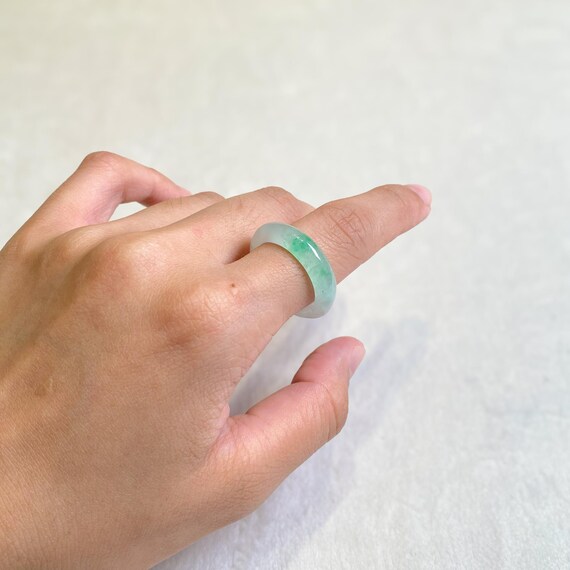 Natural White Hetian Jade Ring - Real Jade Gemstone Band For Women & Men, Hand Carved Stone Jewelry