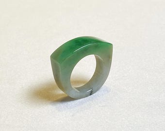 US 9.25 Green Ring Band | Grade A Burmese Jade | Saddle Jade Ring | Jade Jewelry | Birthday Gift | Green Jadeite Ring | High Quality Jadeite