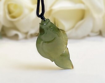 Hand Carved Goldfish Jade Necklace, Natural Grade A Jade, Burmese Jade Amulet, Fish Jewelry, Birthday Gift