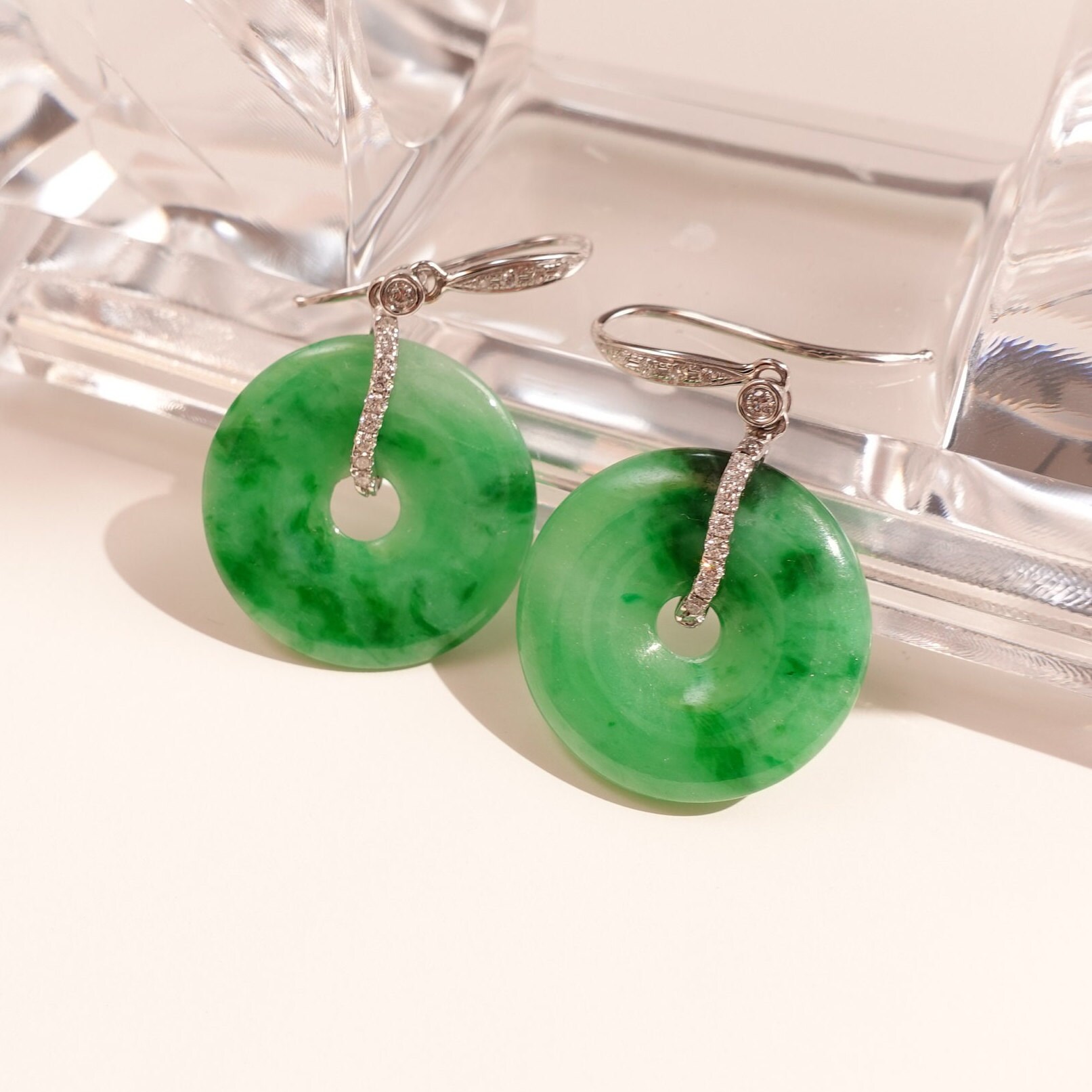 Navachi Orecchini Pendenti Con Sfera Opale E Agata - Placcati Oro Giallo 18kt, Colore Verde, Codice HB6-1989-4 - 3