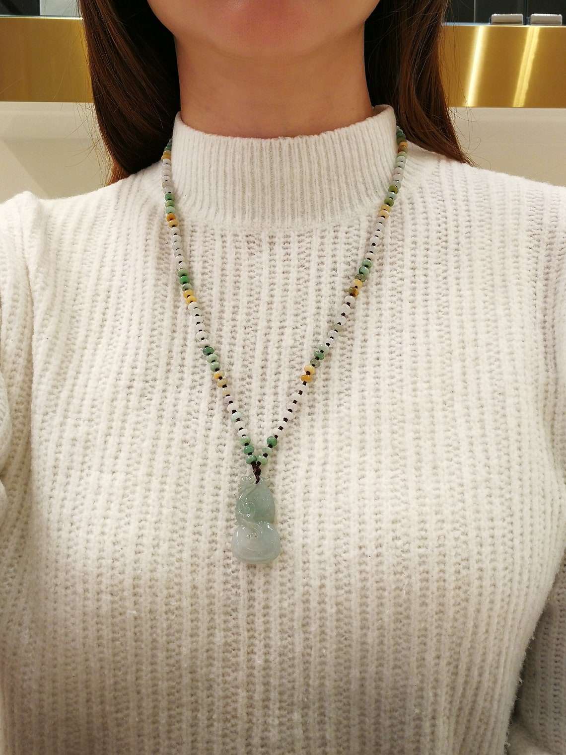 Hulu Jade Necklace Real Natural Jadeite Stone Custom Carved Etsy