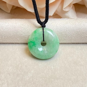 Natural Grade A Burmese Donut Jadeite Jade, Lucky Green Jade Pendant, Gemstone Pendant, Jade Jewelry, Round Jadeite Necklace, Birthday Gift