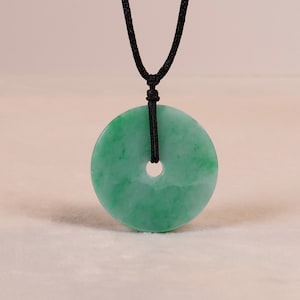 Jade Pendant for Woman, Light Green Jade Jewelry, Dainty Jade Amulet, Green Jade Donut Pendant, Genuine Jade Lucky Donut, Mother&#39;s Day Gift