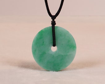 Jade Pendant for Woman, Light Green Jade Jewelry, Dainty Jade Amulet, Green Jade Donut Pendant, Genuine Jade Lucky Donut, Mother's Day Gift