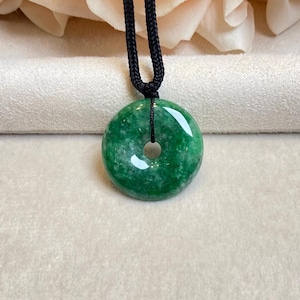 Jadeite Round Pendant, Handcrafted Peaceful Jade Pendant 100% Type A Jade, Genuine Burma Jade Pendant Necklace, Authentic Green Jade, Gifts