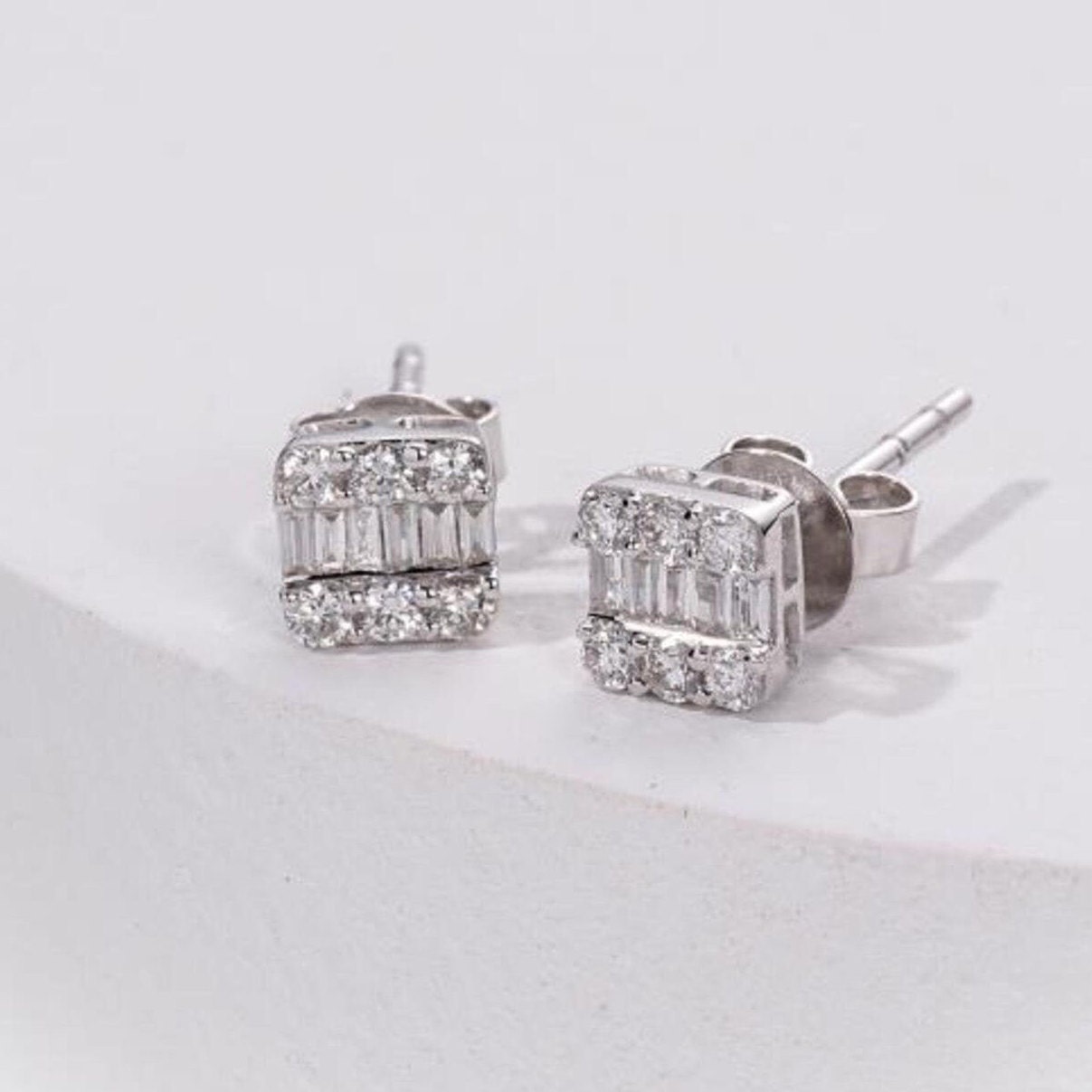 Real gold 2024 square earrings