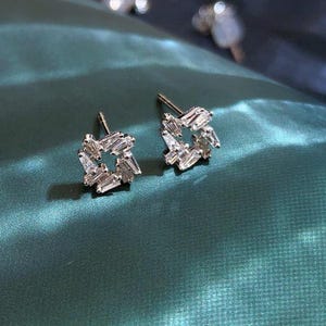 18k Gold Earrings | Dainty 18k White Gold Diamond | White Gold Diamond Studs | Designer Jewelry for Girlfriend | Real Diamonds | Best Gifts