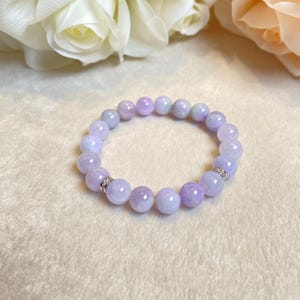 Burmese Jade Bracelet, Jade Beads Bracelet, Natural Jade Gemstone Bracelet, Jade Healing Jewelry, Jade Bracelet for Woman, Purple Jade, Gift
