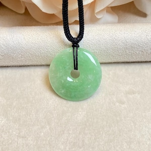 Lucky Green Jade Pendant, Natural Grade A Burmese Round Jadeite Jade, Gemstone Pendant, Jade Jewelry, Donut Jadeite Necklace, Birthday Gift