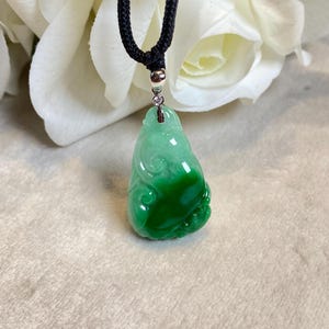 18k White Gold Ruyi Necklace, Green Grade Type A Jadeite Pendant, Solid Gold, Jade Jewelry for Family, Wishes Come True Jadeite, Best Gifts