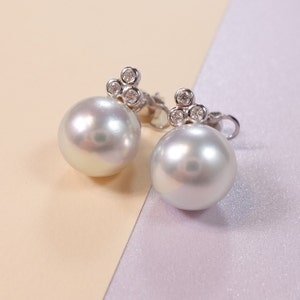 Pearl Earrings, 18k White Gold Earrings, Diamond Earrings, Fine Jewelry, Gifts For Her, Gifts, Mother's Day Gifts, Memorial Jewelry