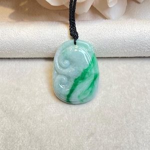 Green Natural Ruyi Jade Pendant | Genuine Type A Jadeite Pendant | Hancrafted Ruyi Jadeite Necklace | Handmade Jade Jewelry | Gift for Her