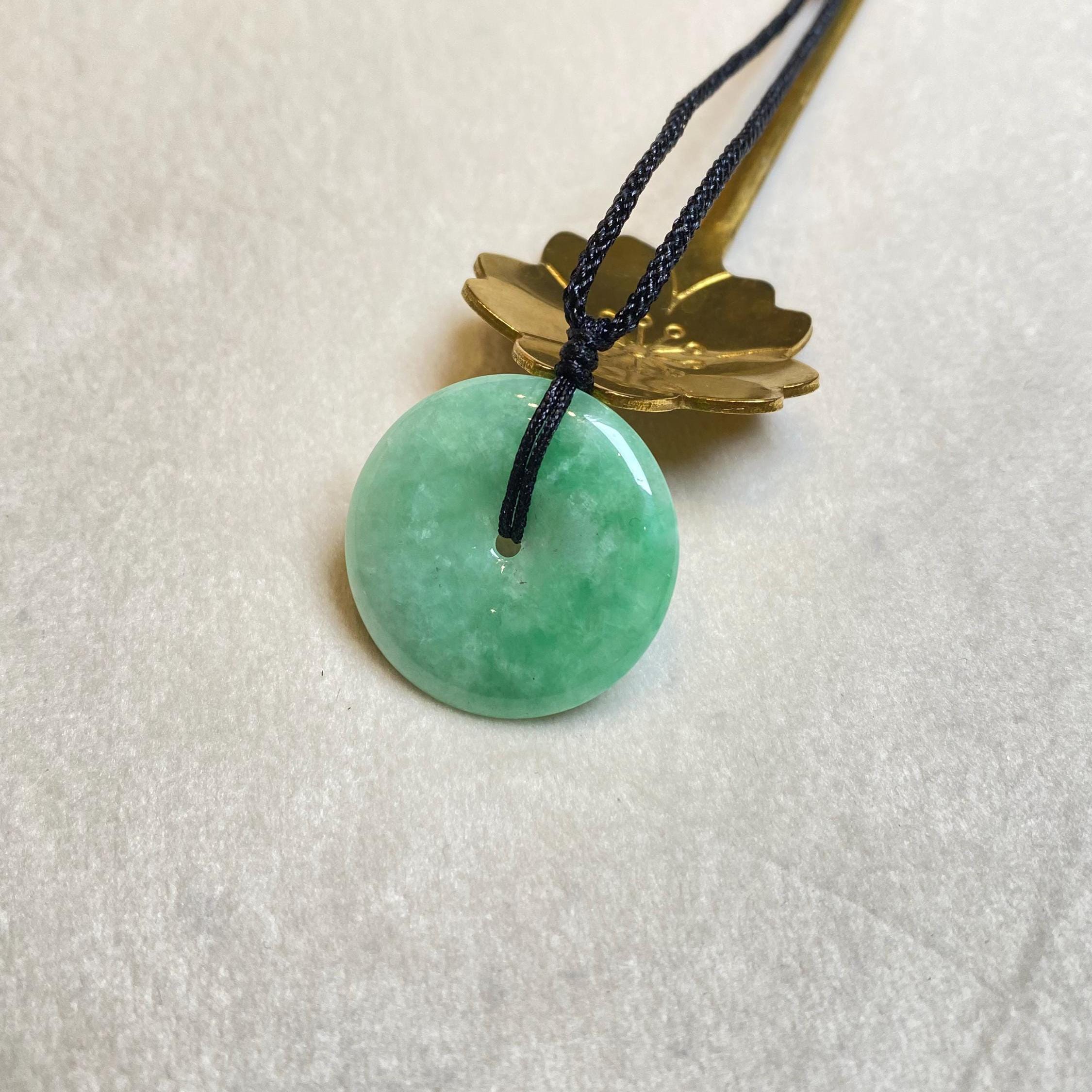 Green Jadeite Round Pendant, Genuine Burma Jade Pendant Necklace, Handcrafted Peaceful Jade Pendant Type A Jade, Authentic Gemstone, Gifts
