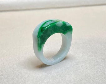 US 9.25 Green Ring Band | Grade A Burmese Jade | Saddle Jade Ring | Jade Jewelry | Birthday Gift | Green Jadeite Ring | High Quality Jadeite