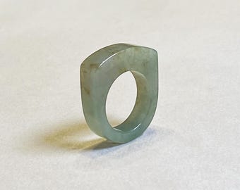 US 8/8.5 Green Ring Band | Grade A Burmese Jade | Saddle Jade Ring | Jade Jewelry | Birthday Gift | Green Jadeite Ring | Type A Real Jadeite