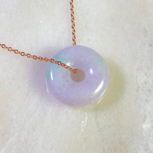 Donut Jadeite Necklace, Purple Donut Jade Pendant, Lavender Color Jadeite, Jade Jewelry for Family, Gift for Her, Exquisite Jade Necklace