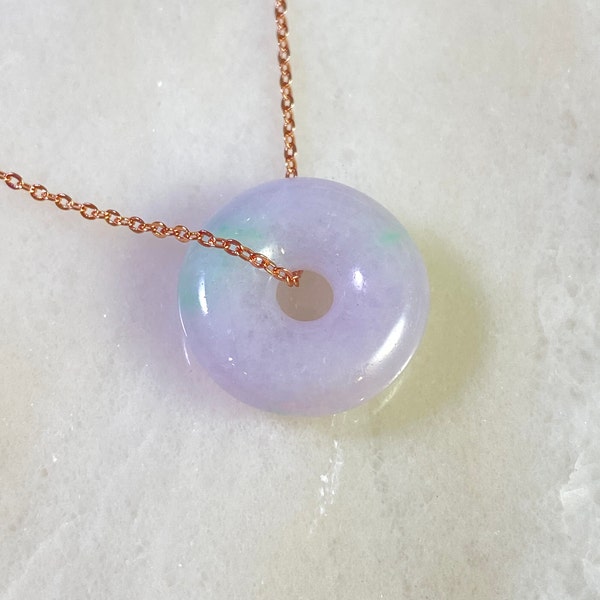 Donut Jadeite Necklace, Purple Donut Jade Pendant, Lavender Color Jadeite, Jade Jewelry for Family, Gift for Her, Exquisite Jade Necklace