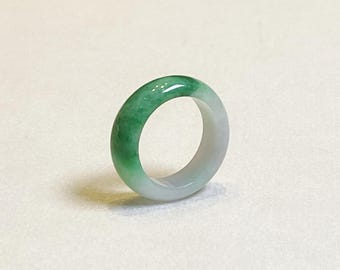 US7 Natural Type A Green Jade Ring,Smooth Polished ,Daily Wear Gemstone Ring,Gift