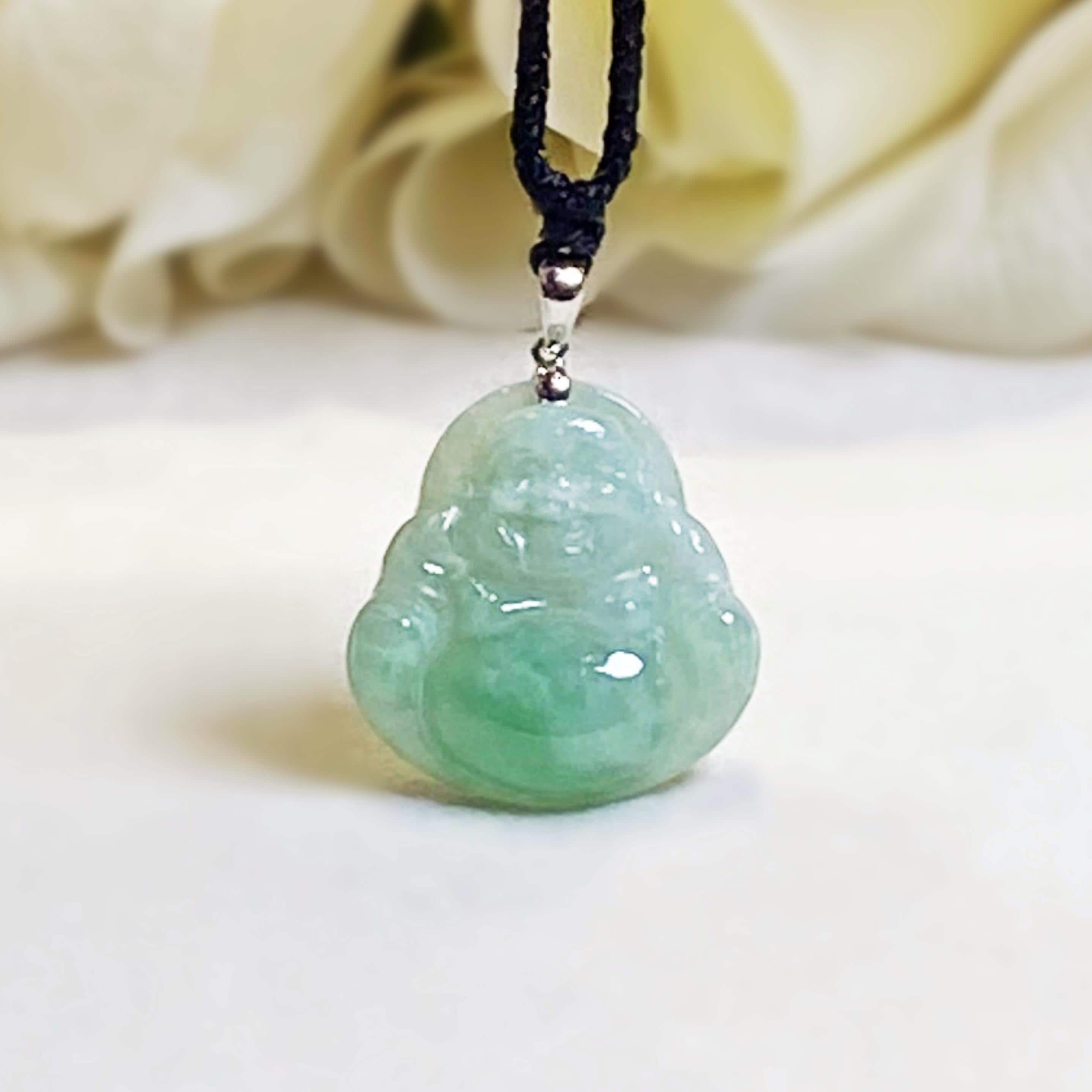 18Kホワイトゴールド 弥勒仏 翡翠ペンダント、翡翠仏 宝石、本物のA型