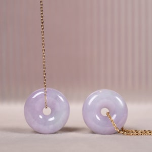 Donut Jadeite Necklace, Purple Donut Jade Pendant, Lavender Color Jadeite, Jade Jewelry for Family, Gift for Her, Exquisite Jade Necklace zdjęcie 2
