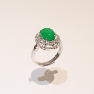 US 6.5 Genuine Burmese Jade Ring,Imperial Green Jade,Rare Jade Cabochon Stone,Gifts for Family Friends, Gift for Her,Valentine&#39;s Day gift