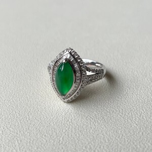 US 6.5 Genuine Burmese Jade Ring,Imperial Green Jade,Rare Jade Cabochon Stone,Gifts for Family Friends, Gift for Her,Valentine&#39;s Day gift