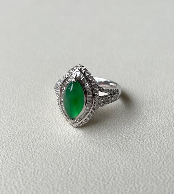 US 6.5 Genuine Burmese Jade Ring imperial Green Jade rare Jade