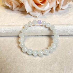 Jade Bead Bracelet, Jadeite Bracelet, Real Burmese Jade Bead, Bracelet for Unisex, Unisex Women Men Bracelet, Gift for Her, White and Purple