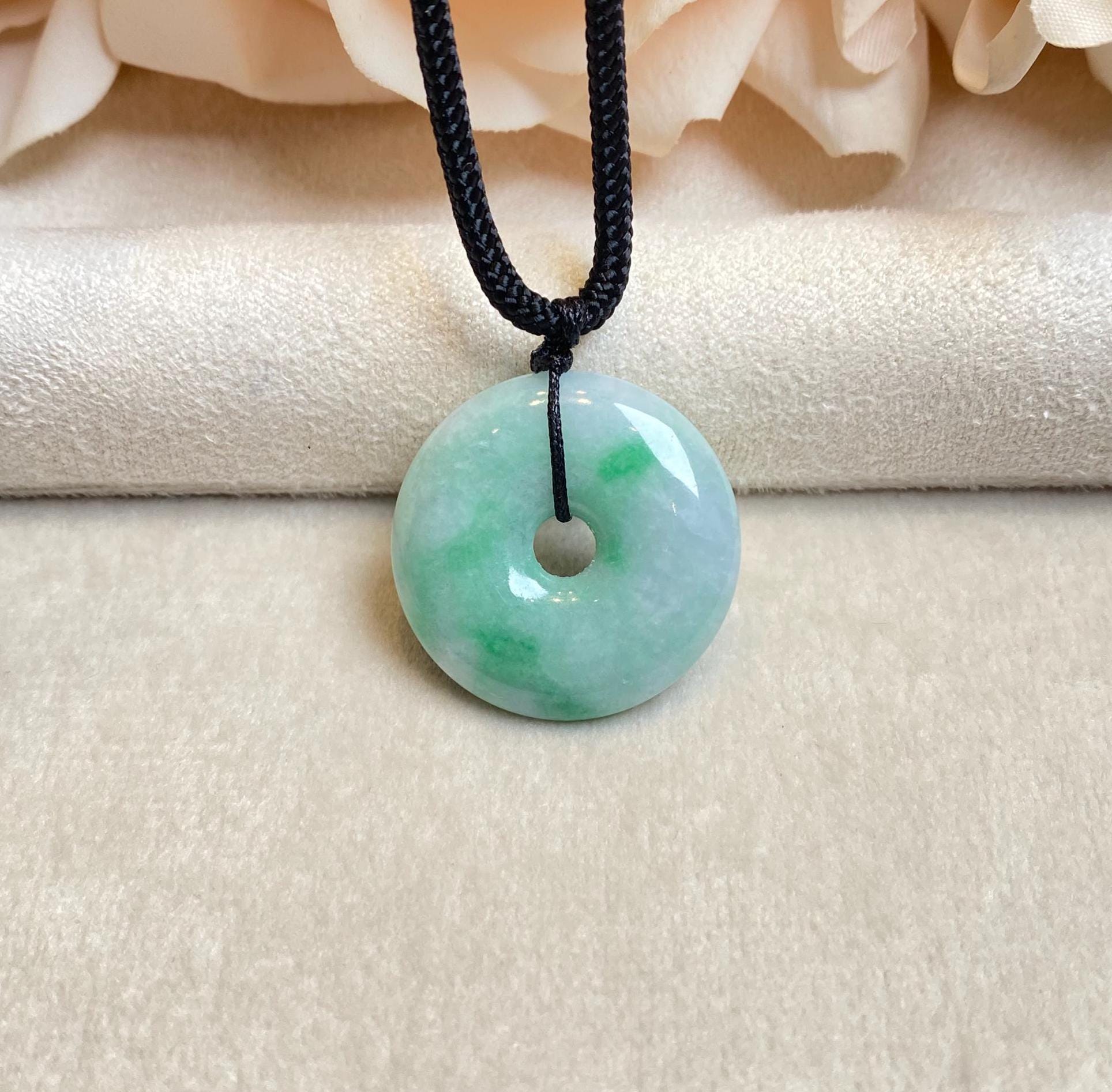 本物の翡翠ラウンドペンダント、本物のビルマ翡翠ペンダントネックレス