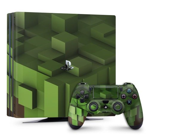 Green Pixels Skin Playstation 4 Fat Slim Pro Game Minecraft 
