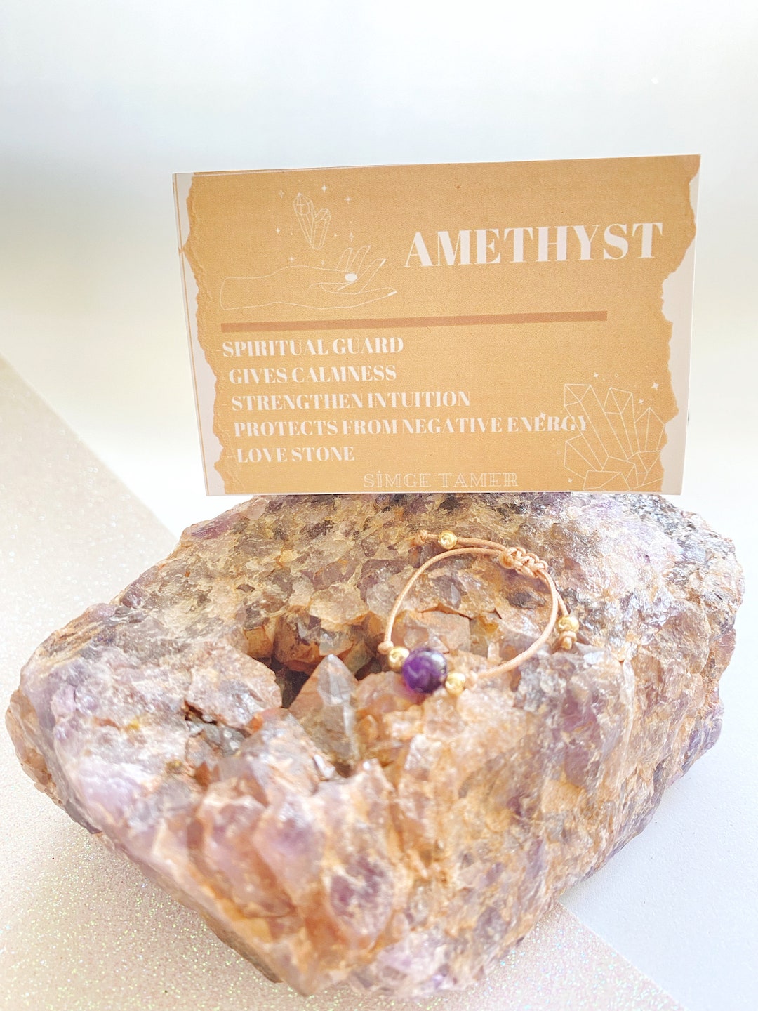 Amethyst Crystal Ring, Genuine Healing Gemstone Ring,crystal Stone Ring