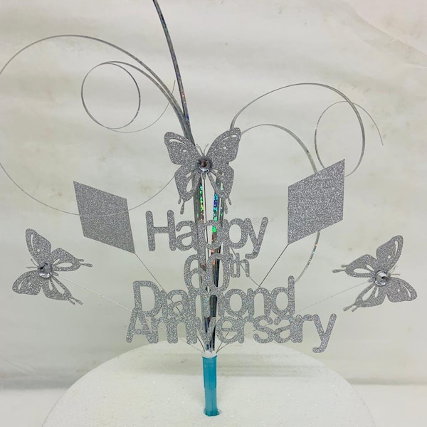 Diamond 60th Anniversary cake topper display