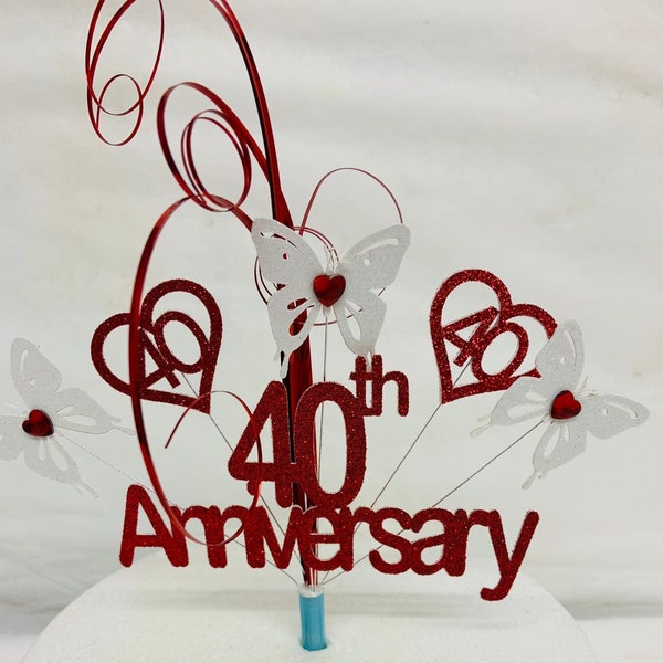 Ruby 40th Anniversary cake topper display