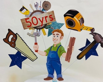 Carpenter Birthday cake topper with age