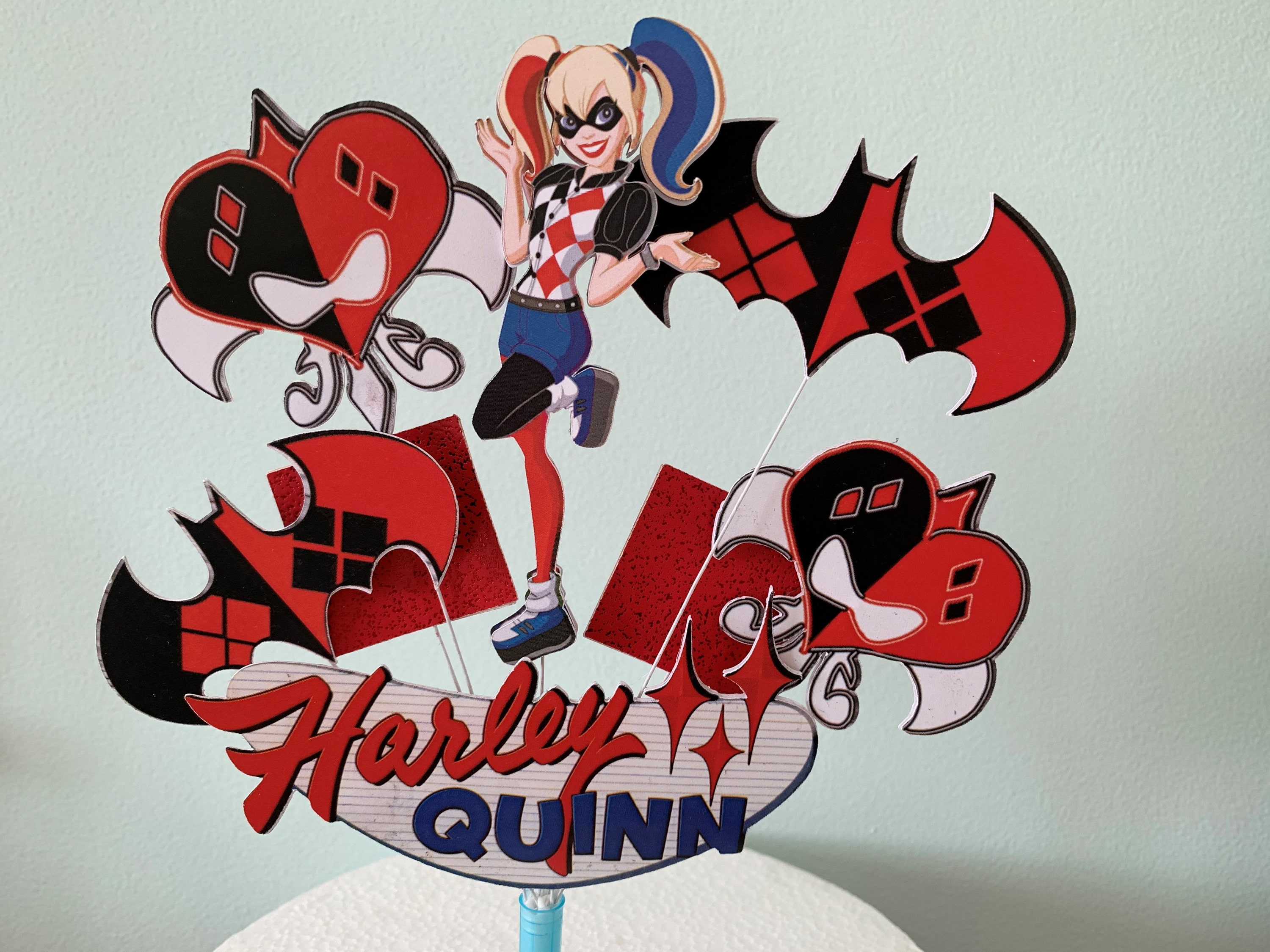 Harley Quinn Birthday Cake Topper unofficial Etsy