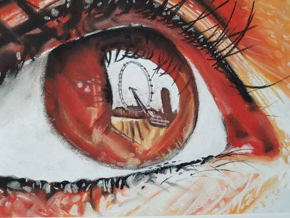 London Eye Reflection in Eye Framed Pastel Original - Etsy UK
