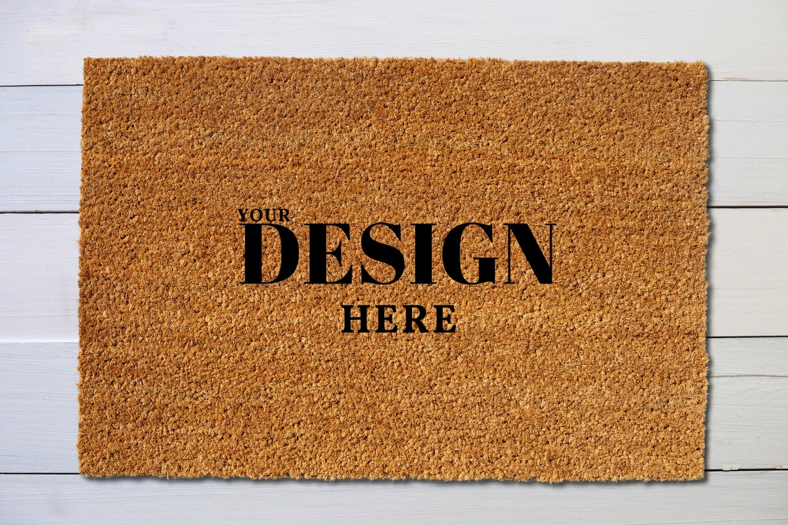 Coir Doormat Mockup Blank Doormat on White Wood background Etsy