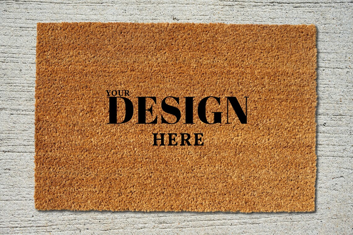 Doormat Flat Lay mockup Blank Doormat on concrete background Etsy
