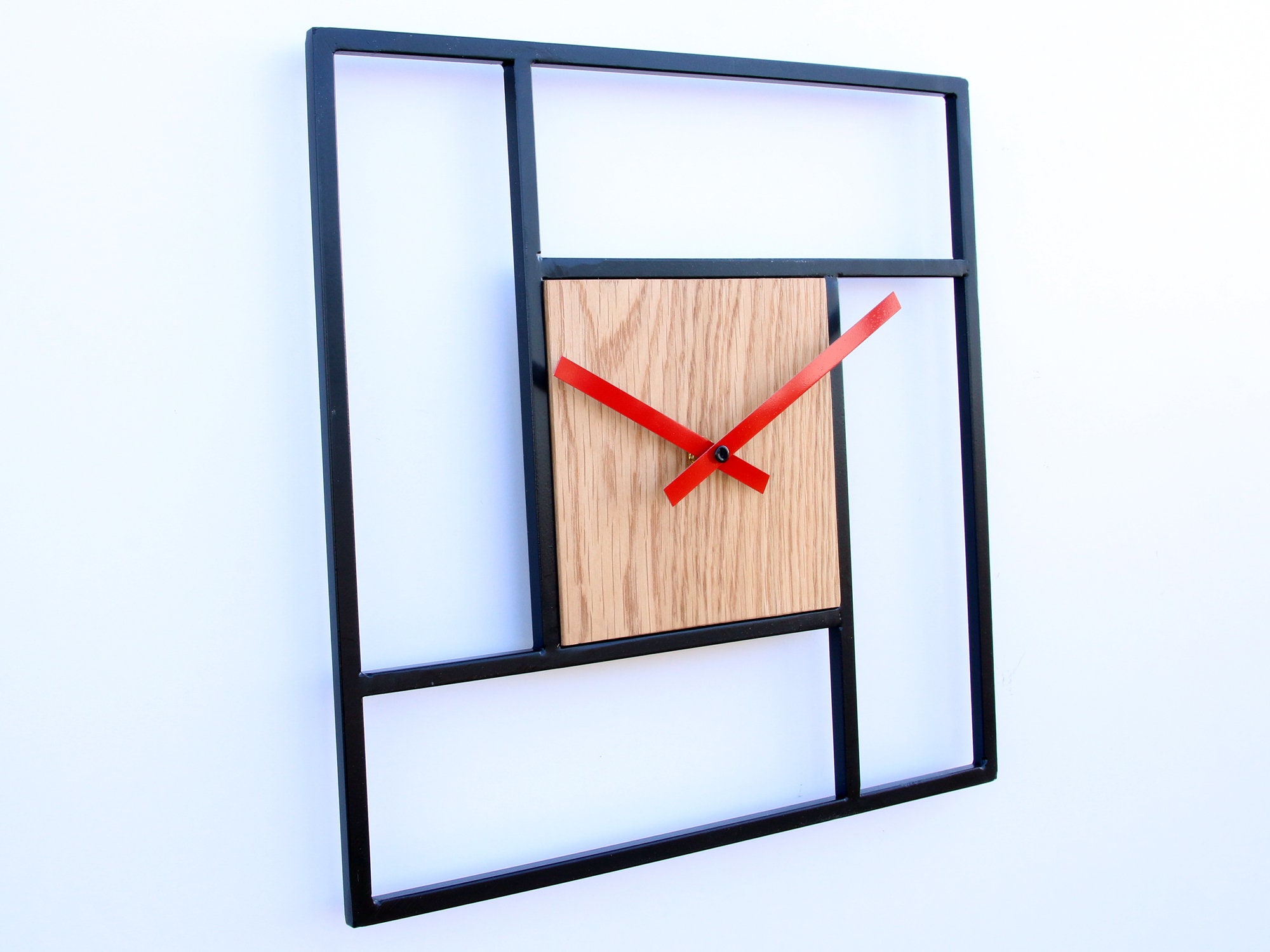 Large Metal Wood Wall Clock 12.60 32cm Metal Loft Etsy