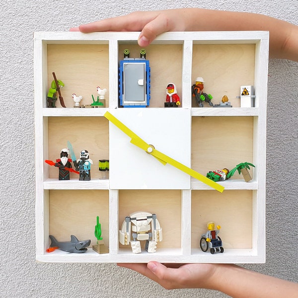 Wood wall clock, Lego clock, Box for Office and Home Decor, Shelf Clock  Limited Edition 33cm/ 12.99"
