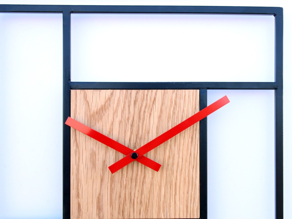 Large Metal Wood Wall Clock 12.60 32cm Metal Loft Etsy