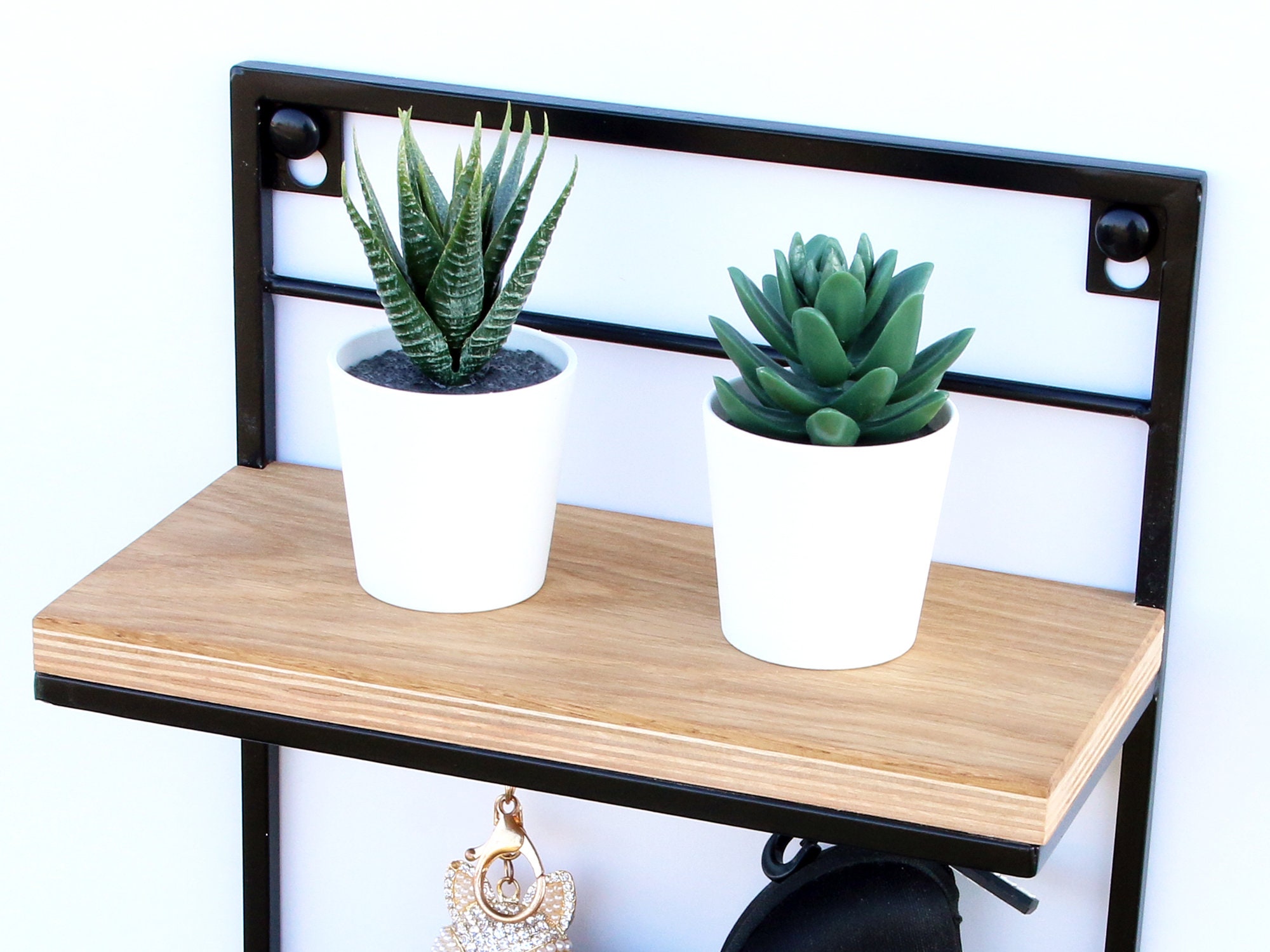 Industrial Metal Shelf key shelf Wooden shelf Key holder Etsy