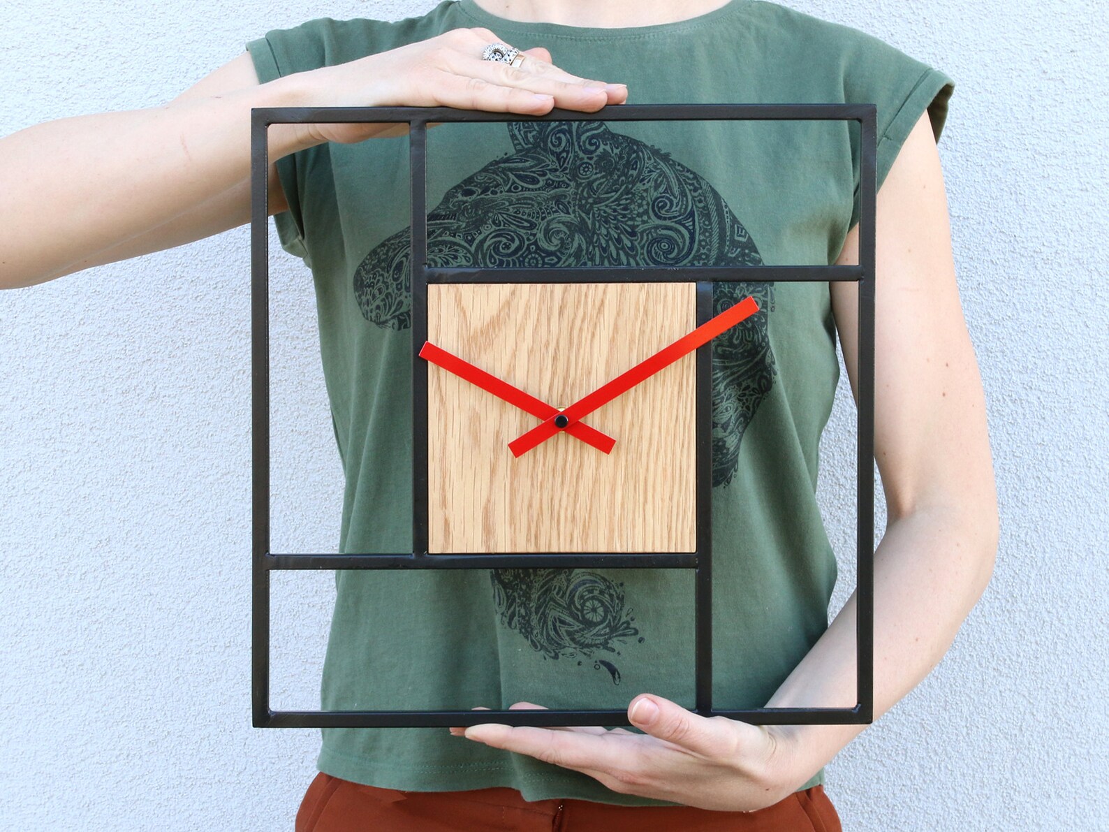 Large Metal Wood Wall Clock 12.60 32cm Metal Loft Etsy