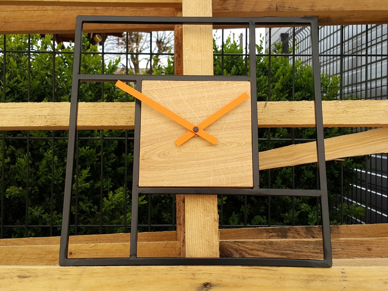 Large Metal wood wall clock 12.60 32cm Metal Loft Etsy