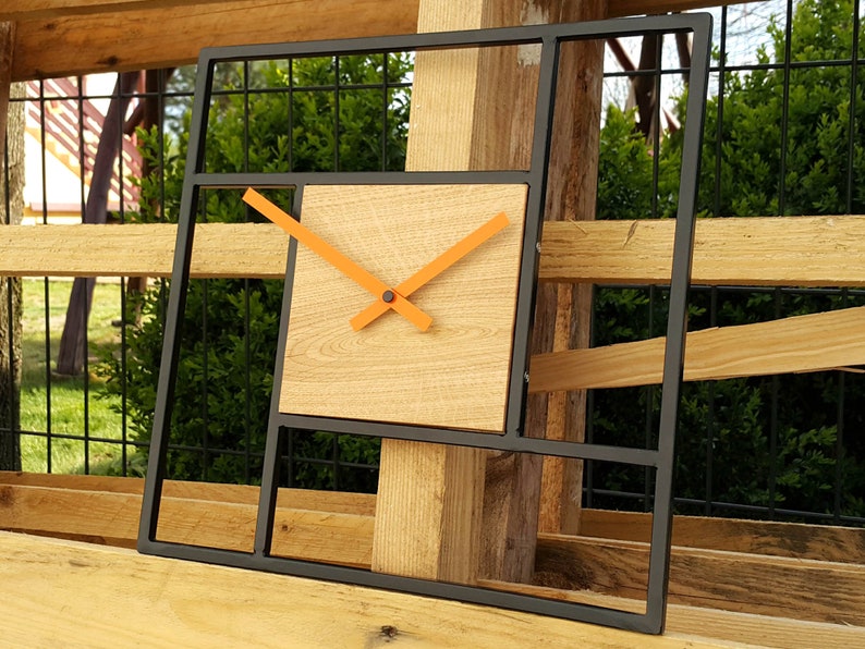 Large Metal wood wall clock 12.60 32cm Metal Loft Etsy